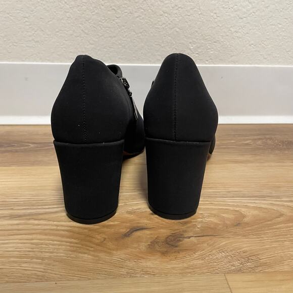 Donald Pliner Stretch Crepe Square Toe Block Heel Shooties Black Size 11 - Picture 7 of 10